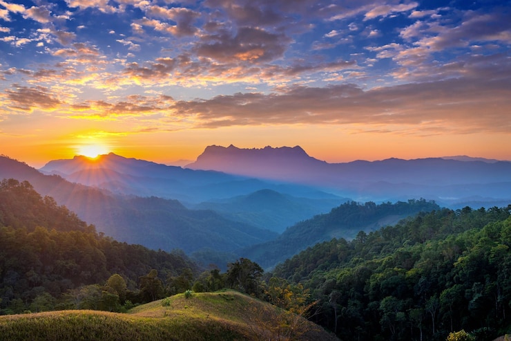 Free Photo doi luang chiang dao mountains at sunrise in chiang mai thailand