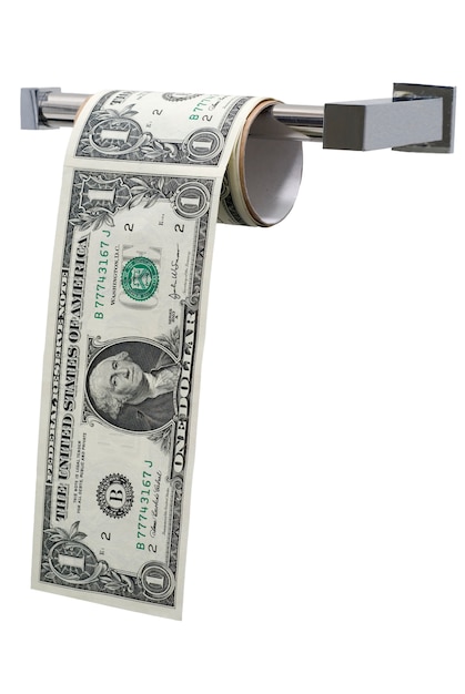 Dollar bills toilet paper