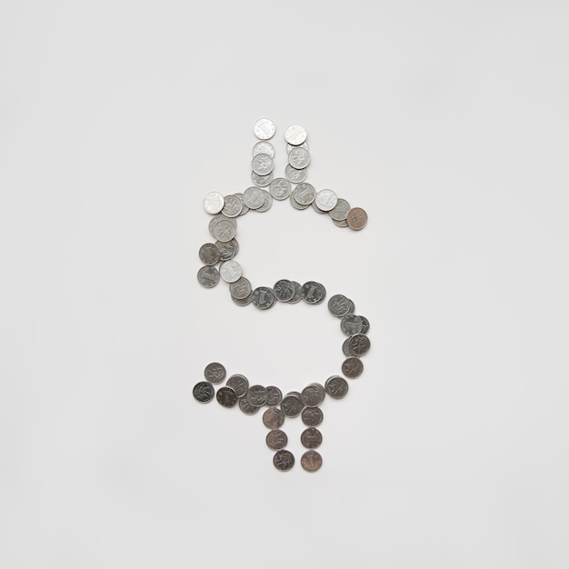 Dollar symbol made with coins