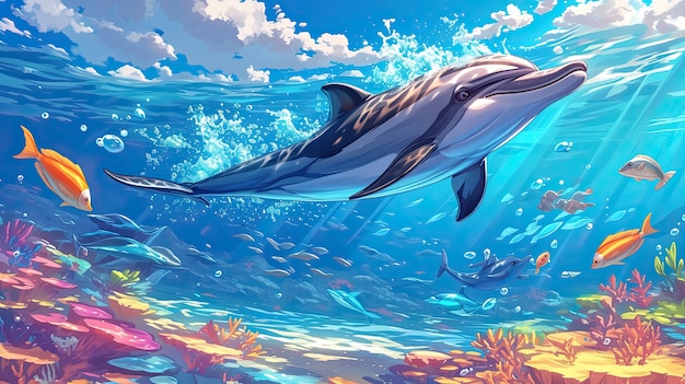 Free photo dolphin digital art