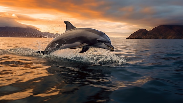 Dolphin jumping out of water