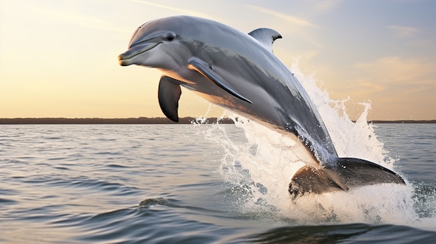 Dolphin jumping out of water