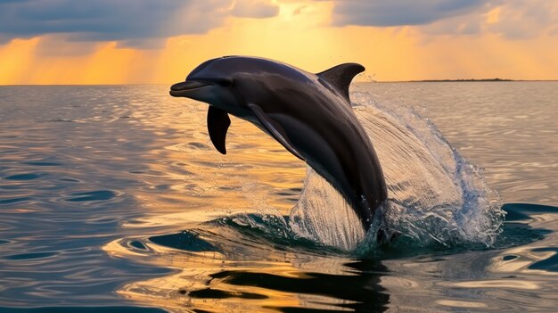 Dolphin jumping out of water