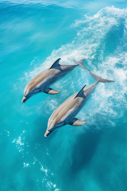 Free photo dolphins swimming together