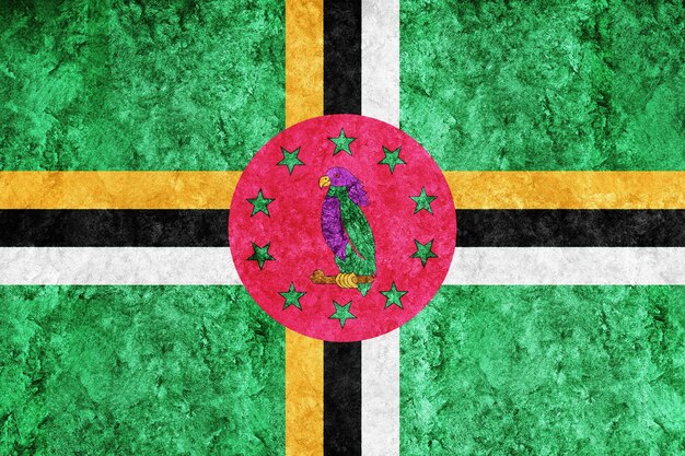 Dominica Metallic flag, Textured flag, grunge flag