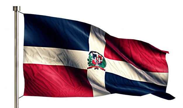Доминиканский национальный флаг изолированный 3D белый фон
