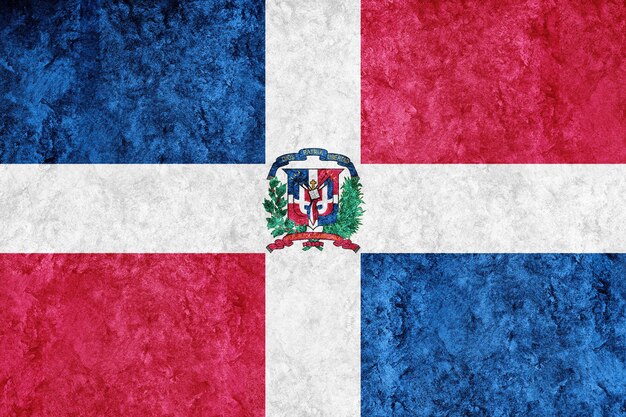 Доминиканская Республика Металлический флаг, текстурированный флаг, гранж-флаг