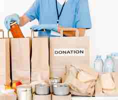 Free photo donation bags being prepared for charity