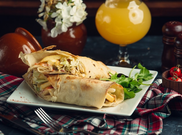 Doner kebab in a plate