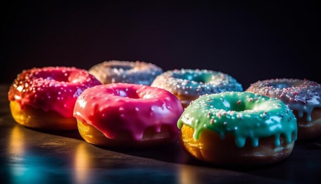 Foto gratuita donut stack una dolce tentazione generata dall'intelligenza artificiale