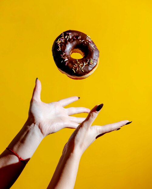 Donut with chocolate and candies on top