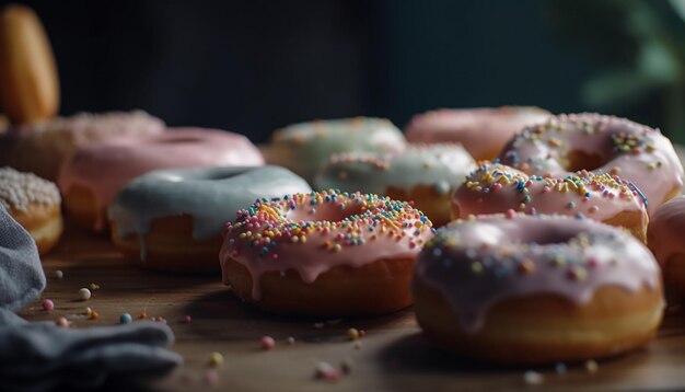 Free photo donut with chocolate icing and sprinkles generated by ai