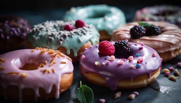 Donut with pink glaze and sprinkles generated by AI