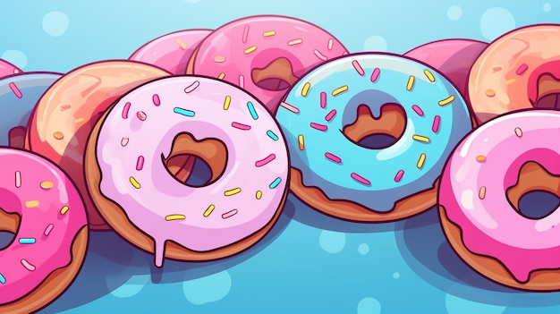 Donuts in kawaii style