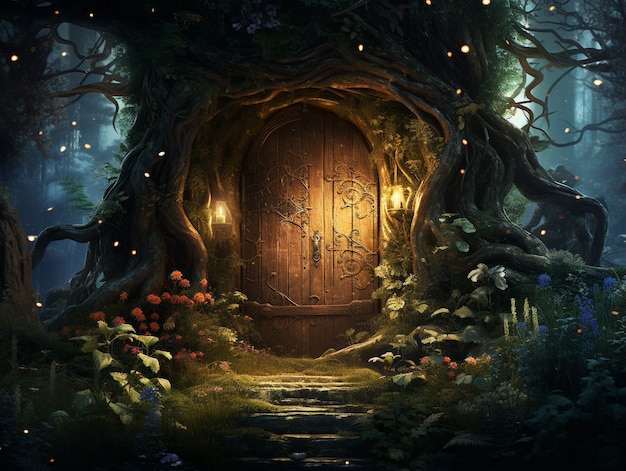 door stretching into fantasy world
