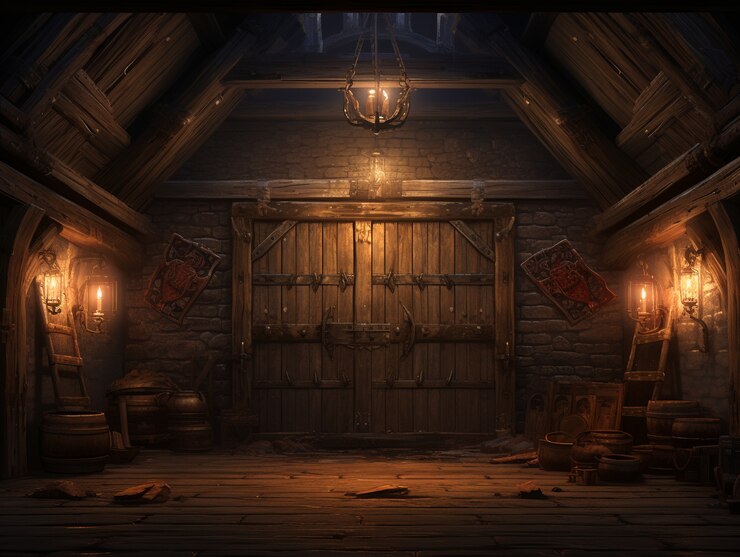 Free Photo door stretching into fantasy world