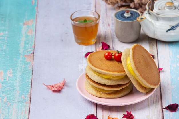 Dorayaki Pancakes stuffed with Vanilla Japanese food.