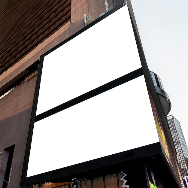 Double mock-up billboards on city building