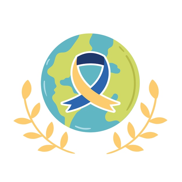 Free photo down syndrome ribbon with world planet