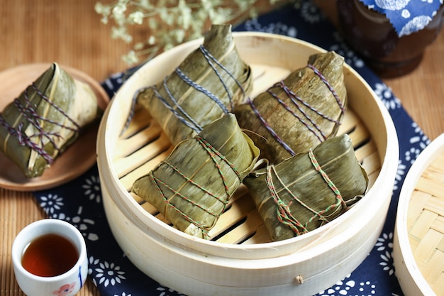 Free photo dragon boat festival rice dumplings  and  realgar wine