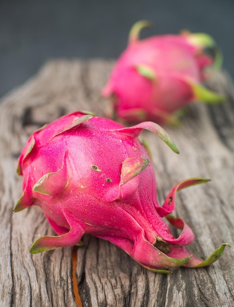 Dragon fruit on a wooden board