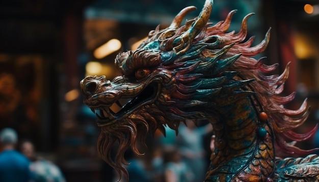 Бесплатное фото Статуя дракона символизирует китайскую культуру и духовность, созданную искусственным интеллектом