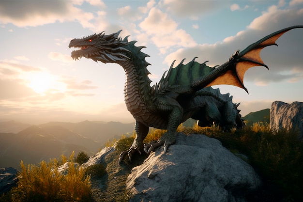 Free photo dragons and fantasy artificial intelligence image