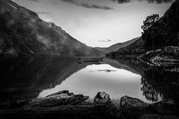 Dramatic black and white landscape with