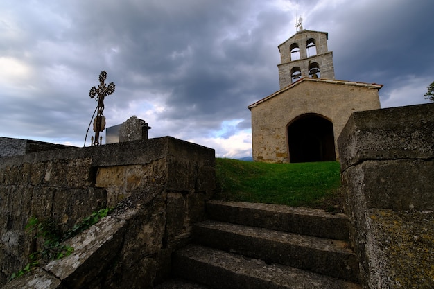 Free photo dramatic moody cemetery before storm, in europe, croatia