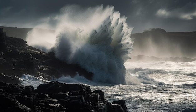 Foto gratuita il cielo drammatico alimenta il timore reverenziale della natura che ispira un'ondata di energia generata dall'ia