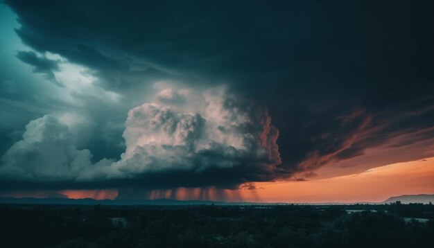 Dramatic sky over mountain ominous and beautiful generated by AI