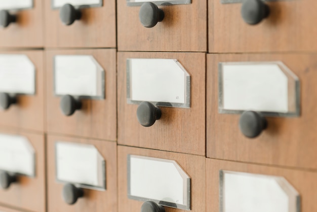 Drawers of library catalog