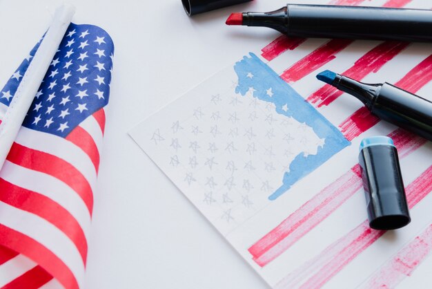 Drawing of American flag