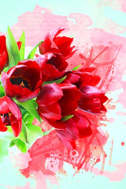 Рисунок красные цветы