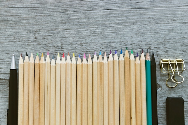 Drawing supplies on table