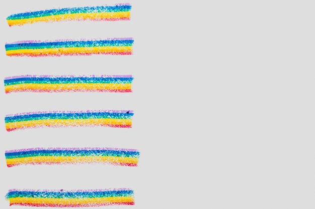 Free photo drawn straight stripes in lgbt colors