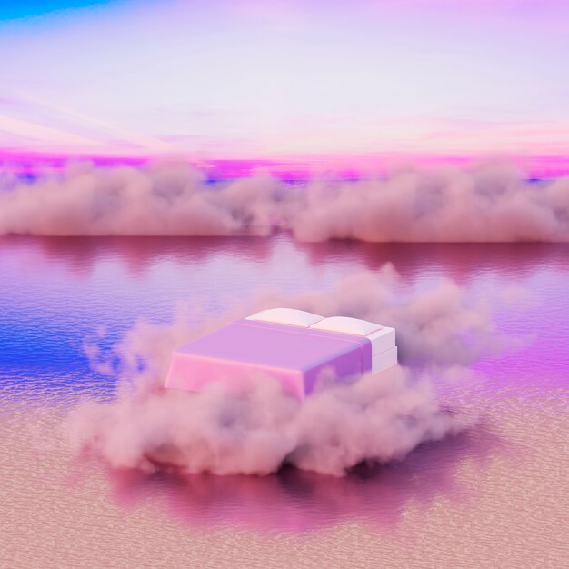 Dreamlike and surrealistic landscape in purplish tones