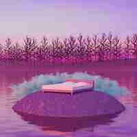 Free photo dreamlike and surrealistic landscape in purplish tones