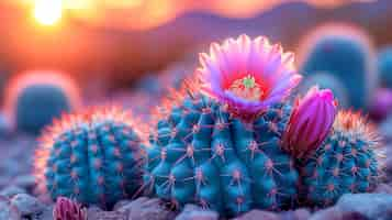 Free photo dreamy 3d rendering of magical cactus