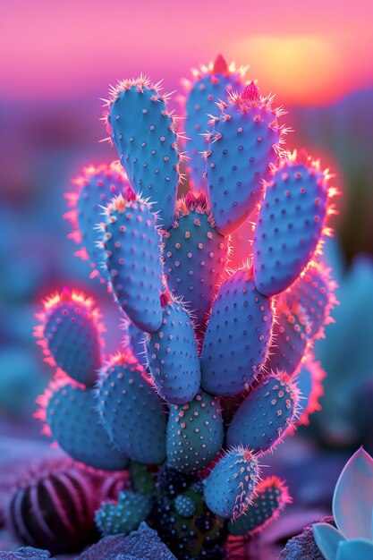 Dreamy 3d rendering of magical cactus