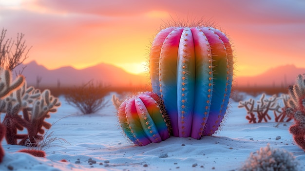 Free photo dreamy 3d rendering of magical cactus