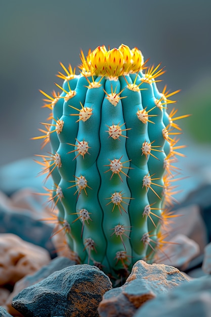 Free photo dreamy 3d rendering of magical cactus