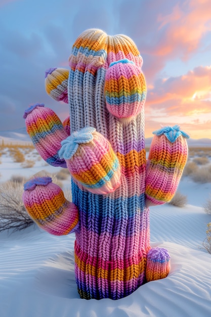 Foto gratuita rendering 3d sognante di un cactus magico