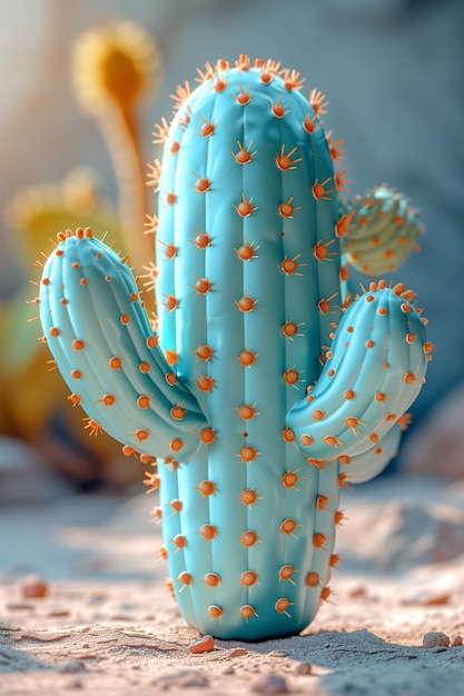 Free photo dreamy 3d rendering of magical cactus