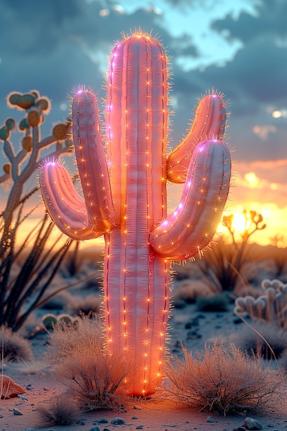 Мечтательная 3D-рендеринг волшебного кактуса