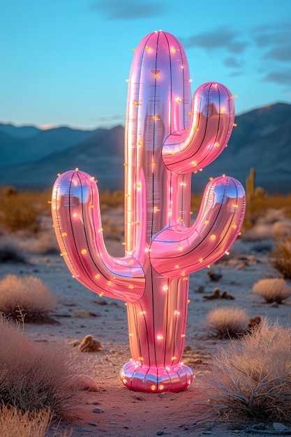 Dreamy 3d rendering of magical cactus