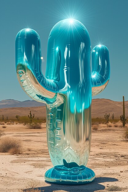 Dreamy 3d rendering of magical cactus