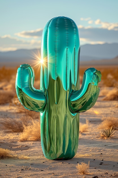 Free photo dreamy 3d rendering of magical cactus