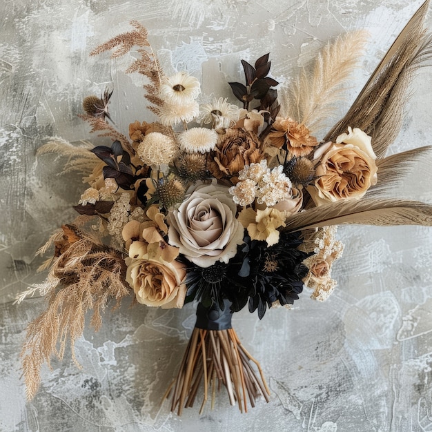 Dreamy arrangement with decorative dried flowers