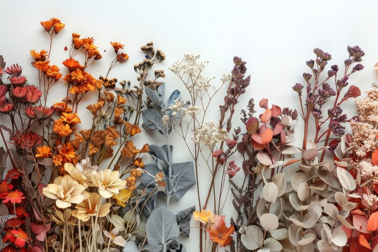 Free Photo dreamy arrangement with decorative dried flowers